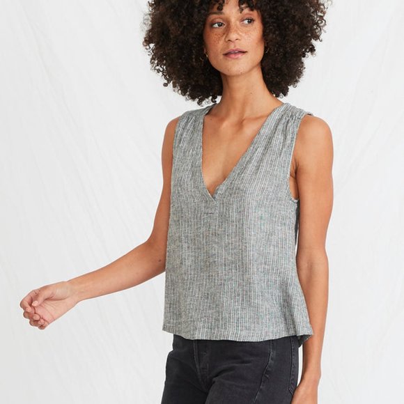 Marine Layer Tory Tank in Black/White Stripe - Picture 2 of 12